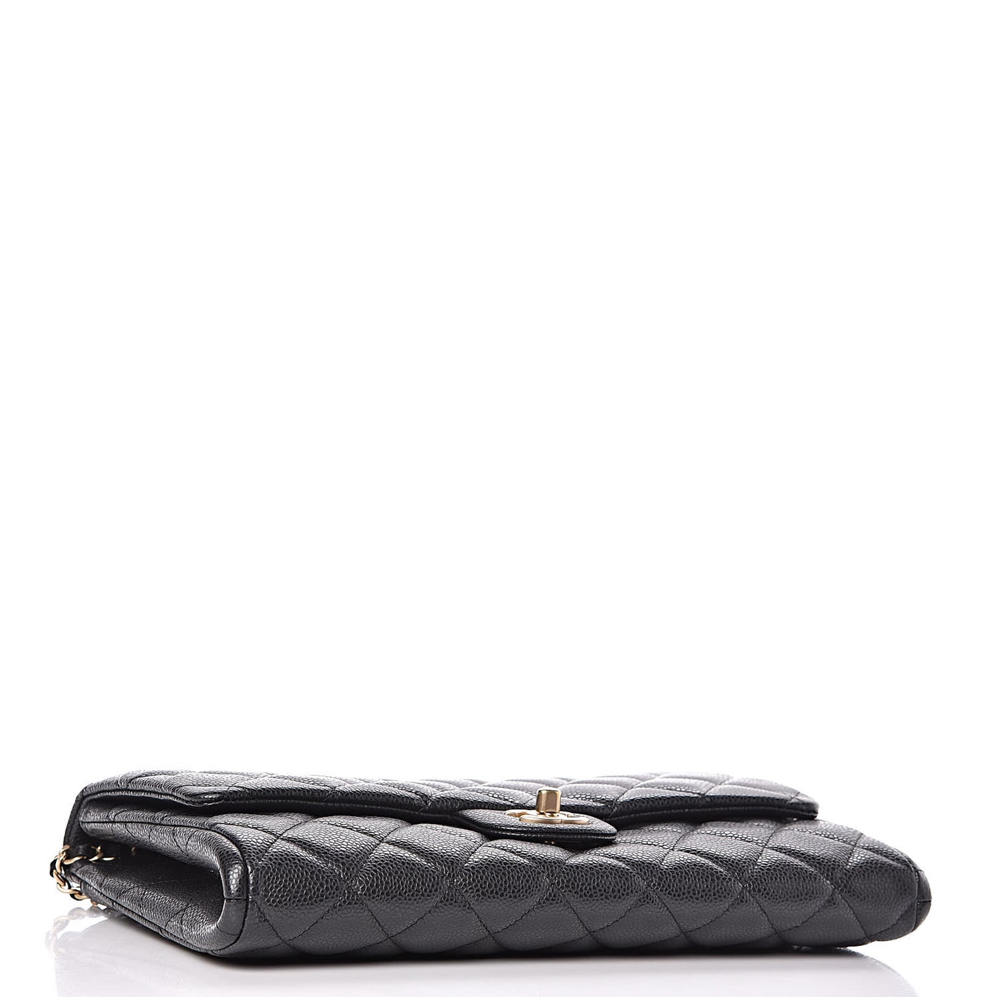 Caviar Quilted Clutch With Chain Flap Dark Grey