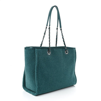 Chanel Lurex Boucle Small Deauville Tote Turquoise 3 of 12