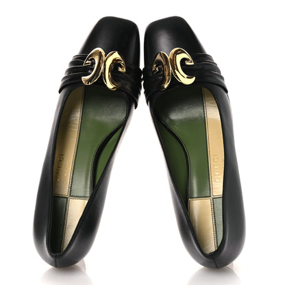 Gucci Malaga Kid Half Moon GG Square Toe Pumps 37.5 Black 2 of 11