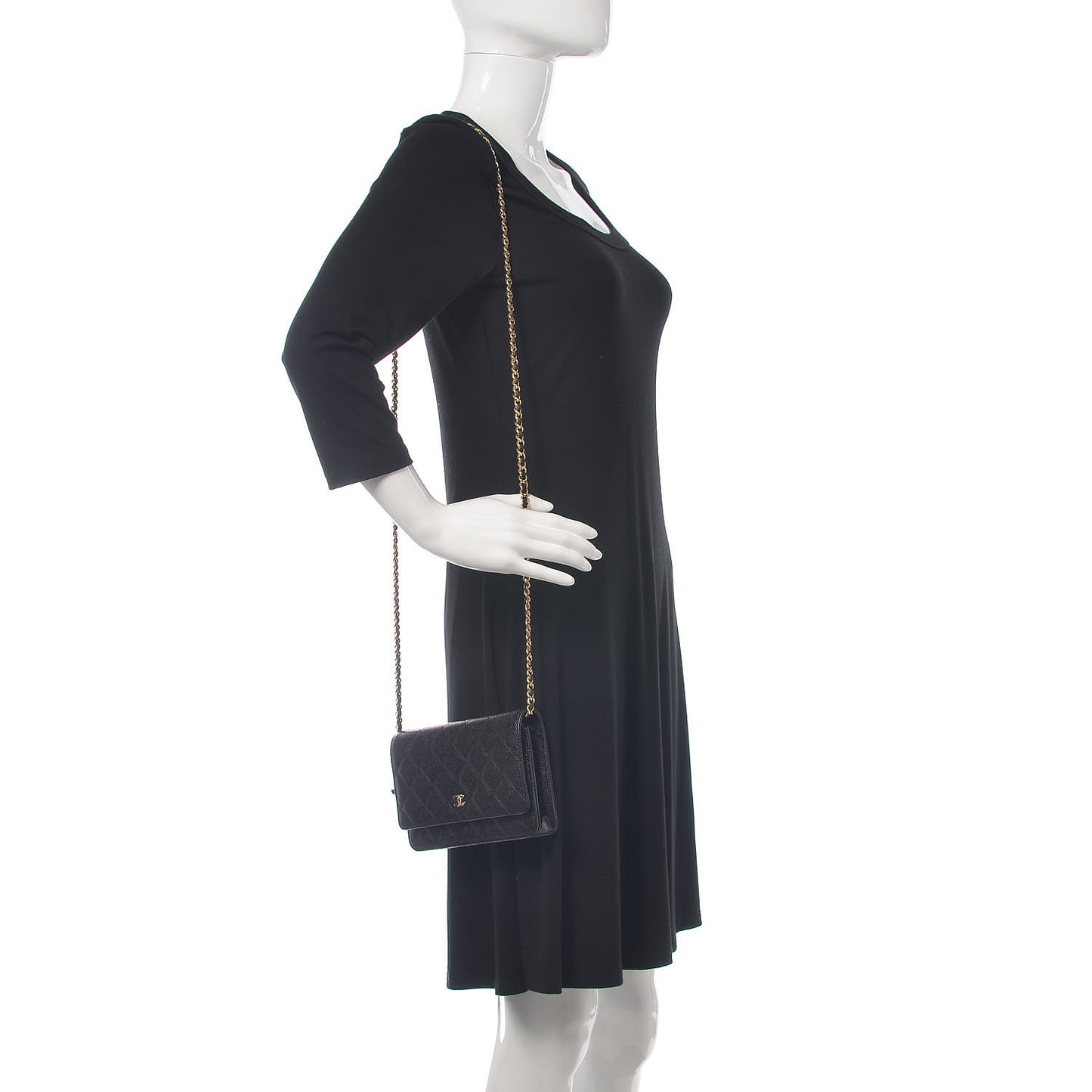Caviar Quilted Wallet On Chain WOC Black