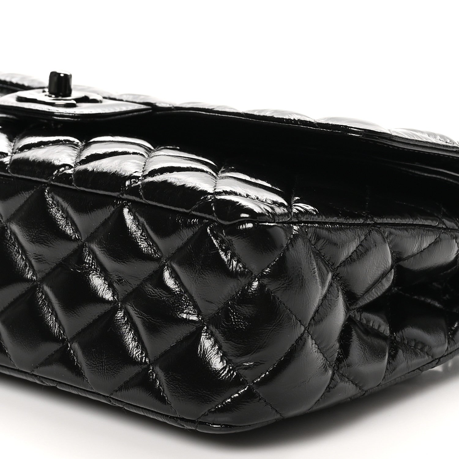 Chanel Shiny Crumpled Calfskin Quilted Medium Double Flap So Black 10 of 11