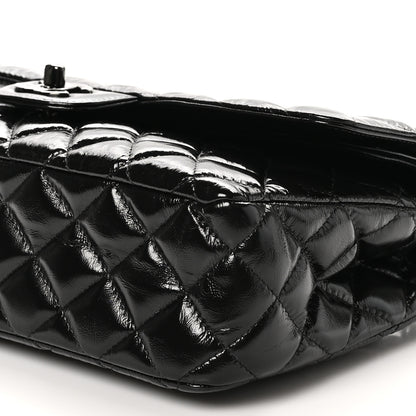 Chanel Shiny Crumpled Calfskin Quilted Medium Double Flap So Black 10 of 11