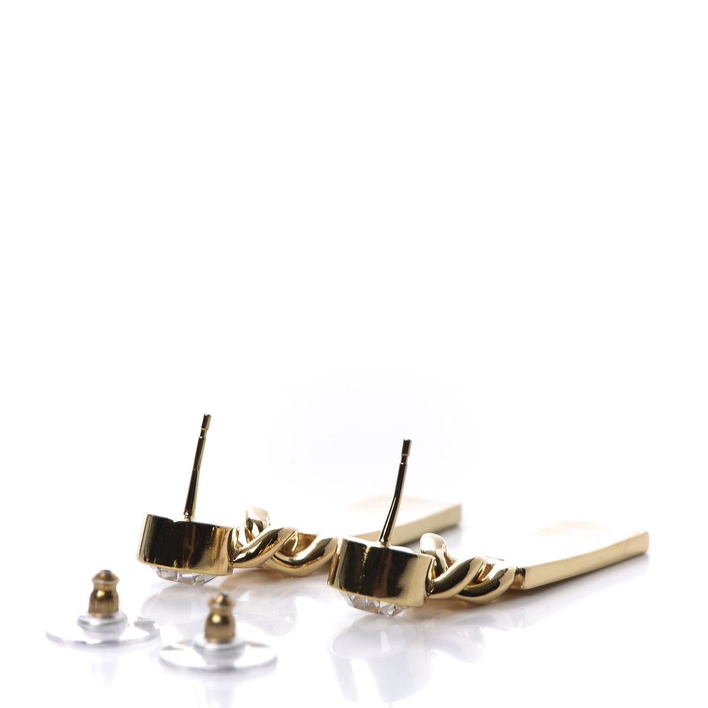 Crystal Tag Drop Earrings Gold