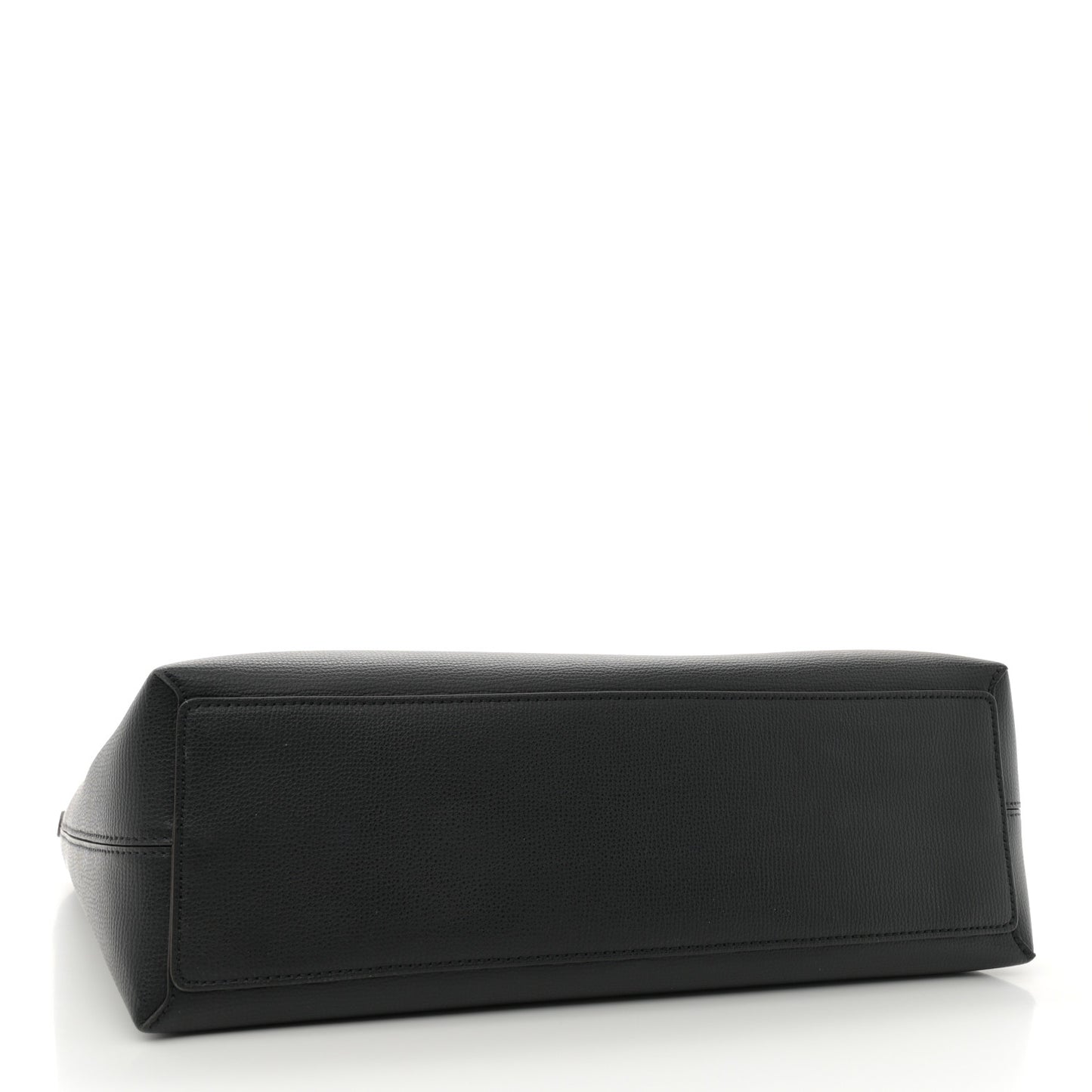 Grainy Calfskin Haymarket Check Medium Reversible Tote Black