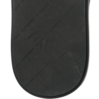 Chanel Lambskin Quilted Padded Charms Thong Sandals 38 Black 6 of 8