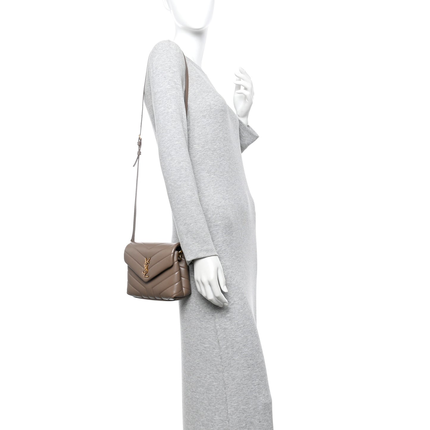 Calfskin Y Quilted Monogram Toy Loulou Crossbody Bag Dark Beige