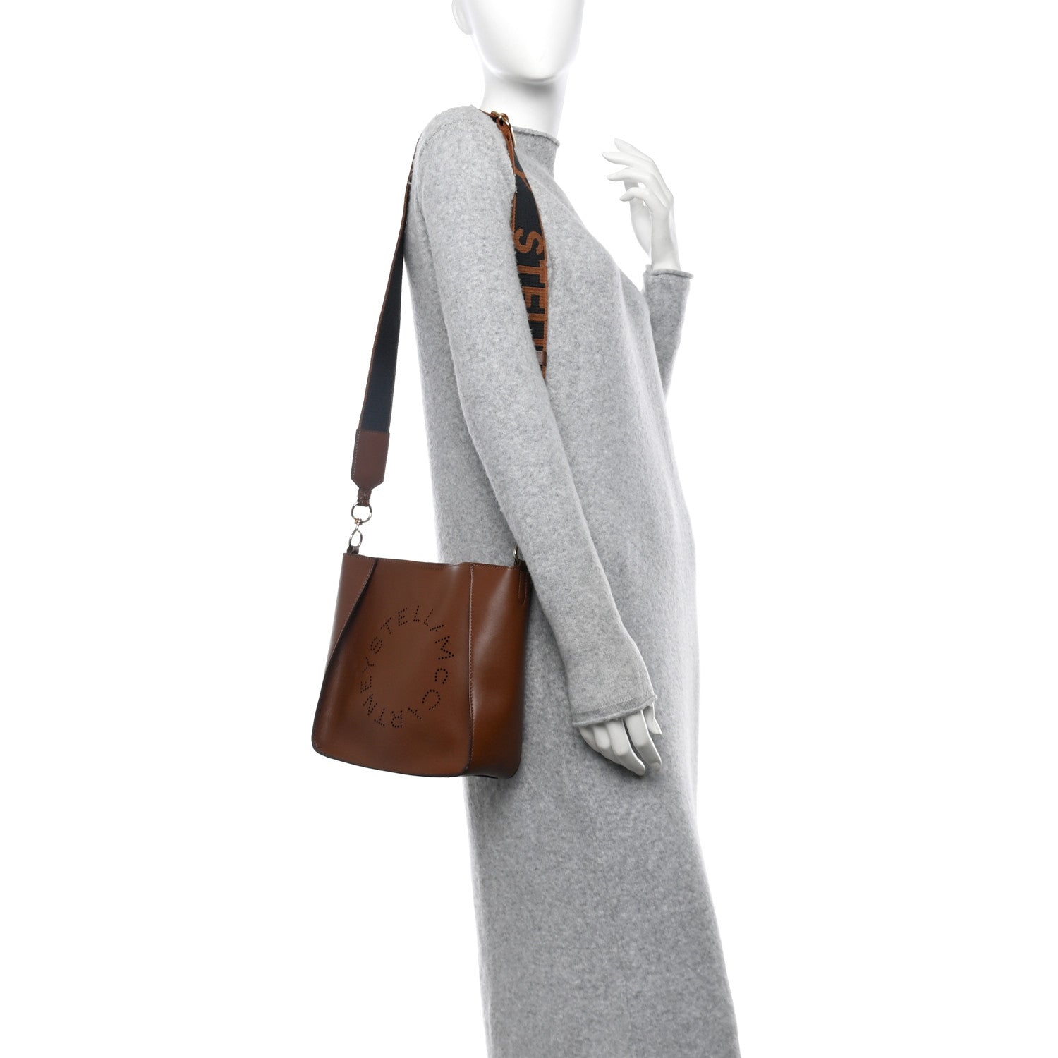 Stella McCartney Eco Alter Nappa Perforated Logo Mini Crossbody Cinnamon 2 of 8