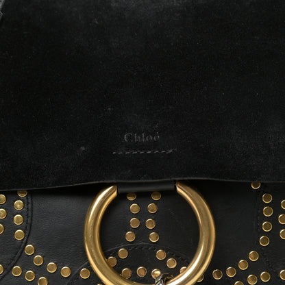 Chloe Calfskin Suede Studded Medium Faye Shoulder Bag Black 9 of 9
