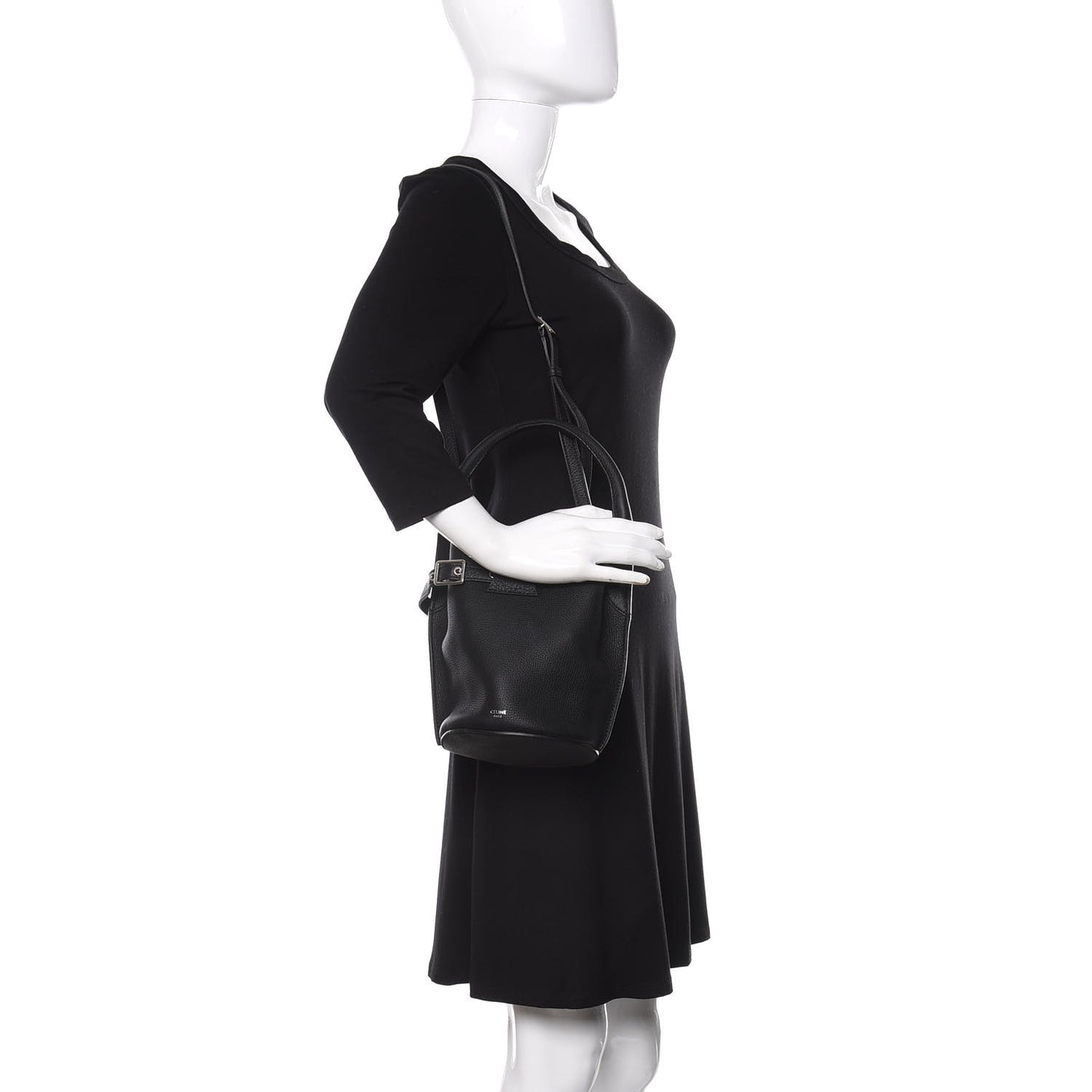 Supple Grained Calfskin Nano Big Bag Bucket Black