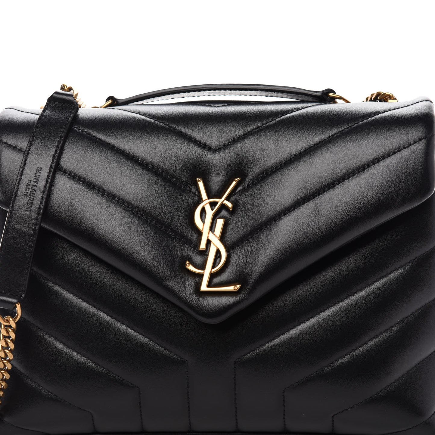 Calfskin Y Quilted Monogram Small Loulou Chain Satchel Black