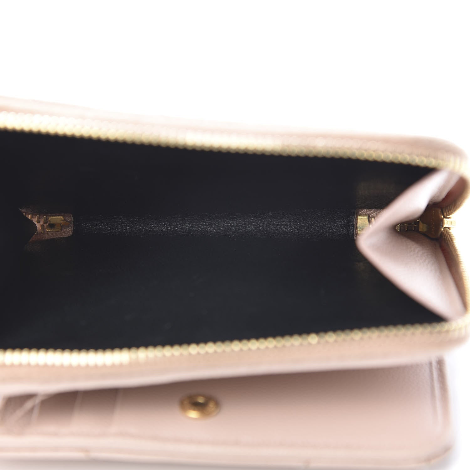 Saint Laurent Grain De Poudre Matelasse Chevron Monogram Compact Zip Around Wallet Pink 6 of 11