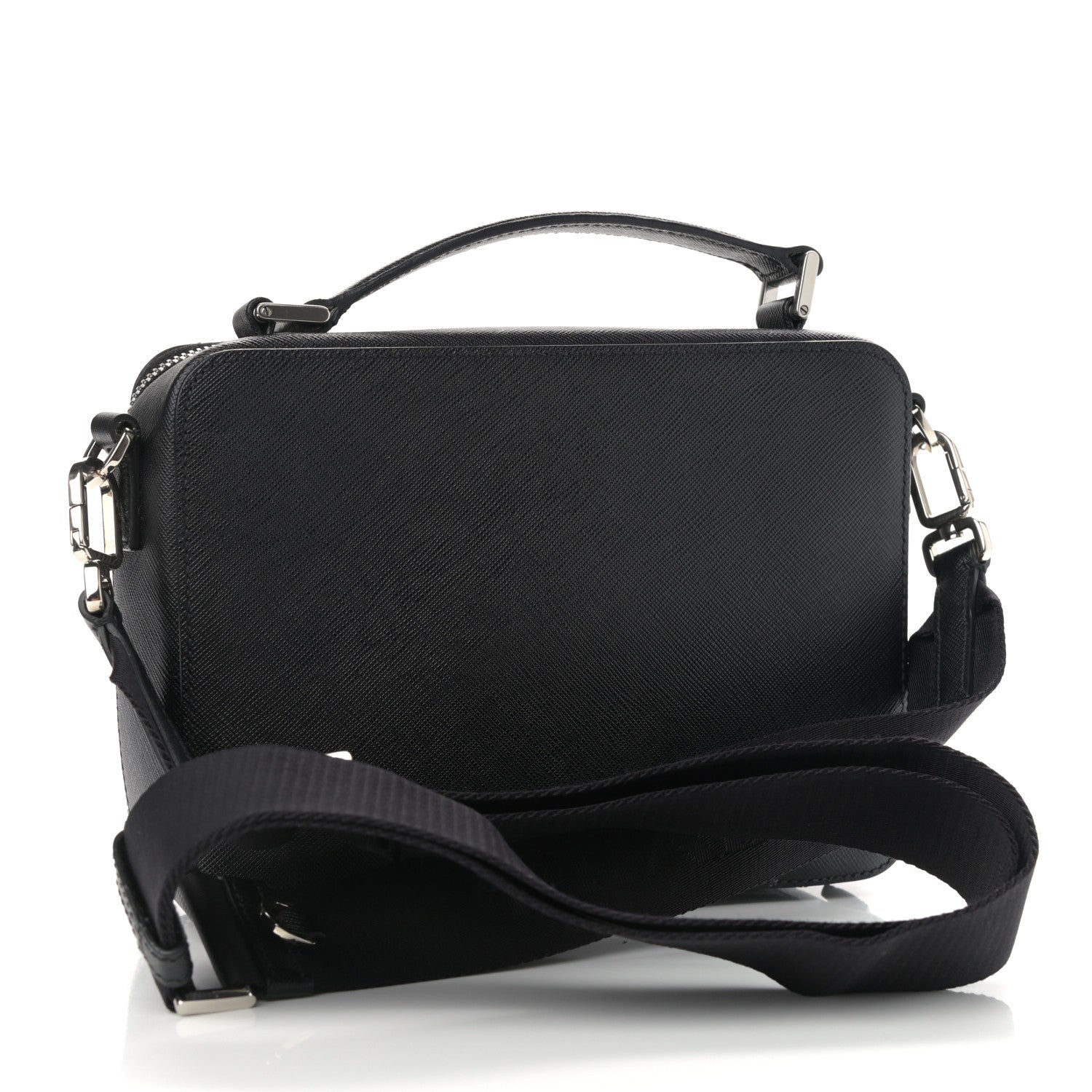 Prada Saffiano Travel Medium Brique Crossbody Bag Black 3 of 11