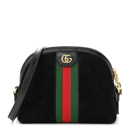 Gucci Suede Patent Web GG Small Ophidia Dome Shoulder Bag Black 1 of 12