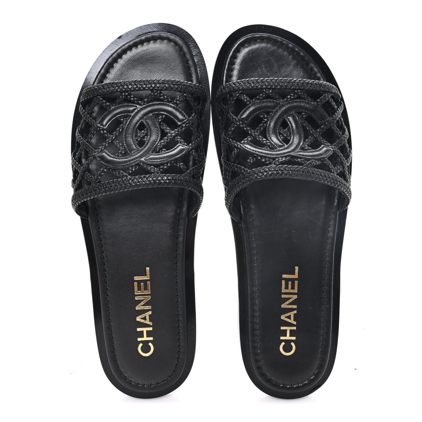 Lambskin Braided CC Mules 40 Black