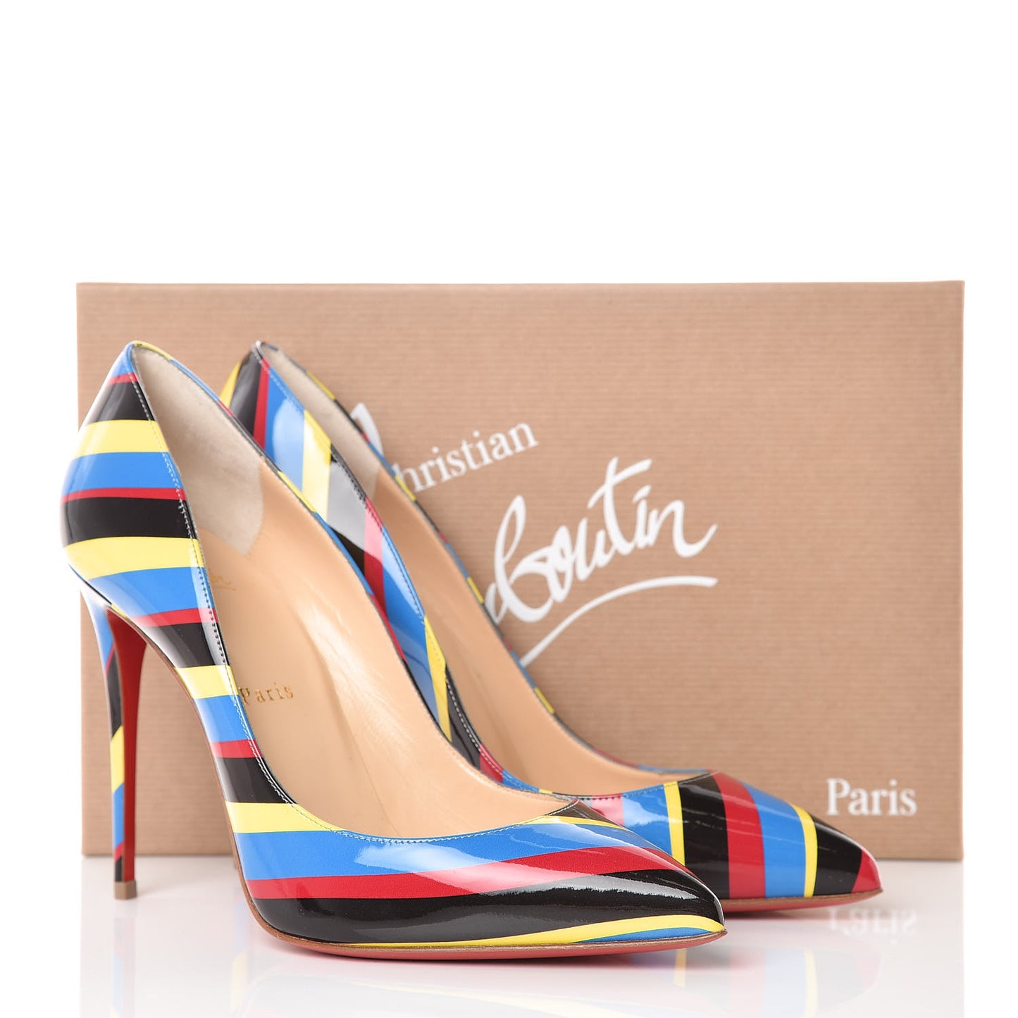 Patent Airstripe Pigalle Follies 100 Pumps 39.5 Multi