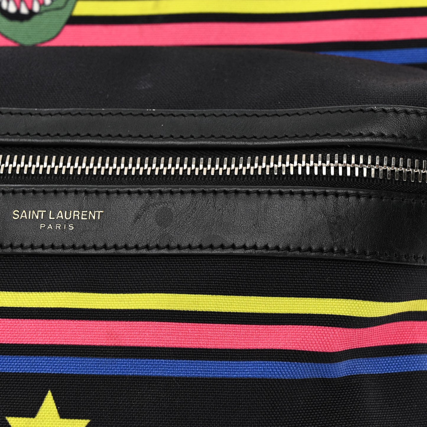 Nylon Twill Dinosaur Print City Backpack Black Multicolor