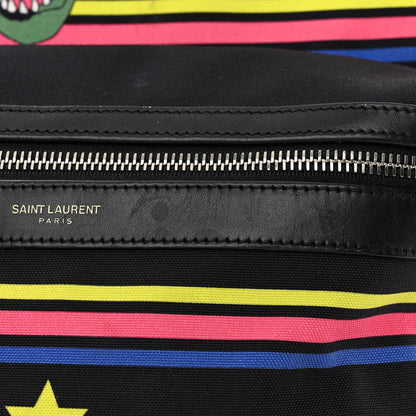 Saint Laurent Nylon Twill Dinosaur Print City Backpack Black Multicolor 13 of 15
