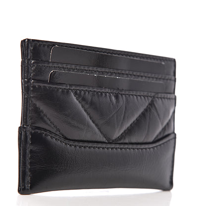 Chanel Aged Calfskin Chevron Quilted Gabrielle Card Holder Black 3 of 9