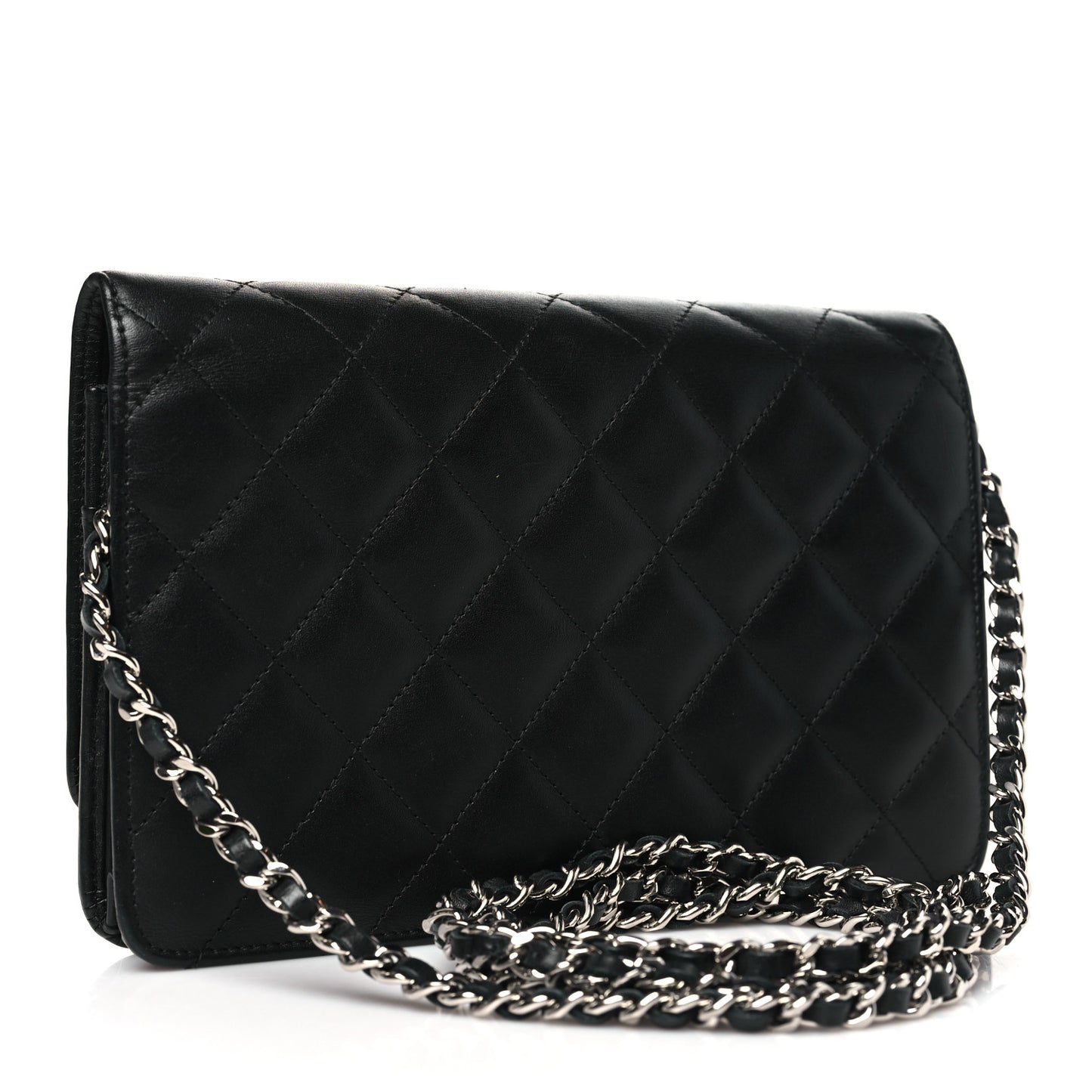 Calfskin Quilted Cambon Wallet on Chain WOC Black