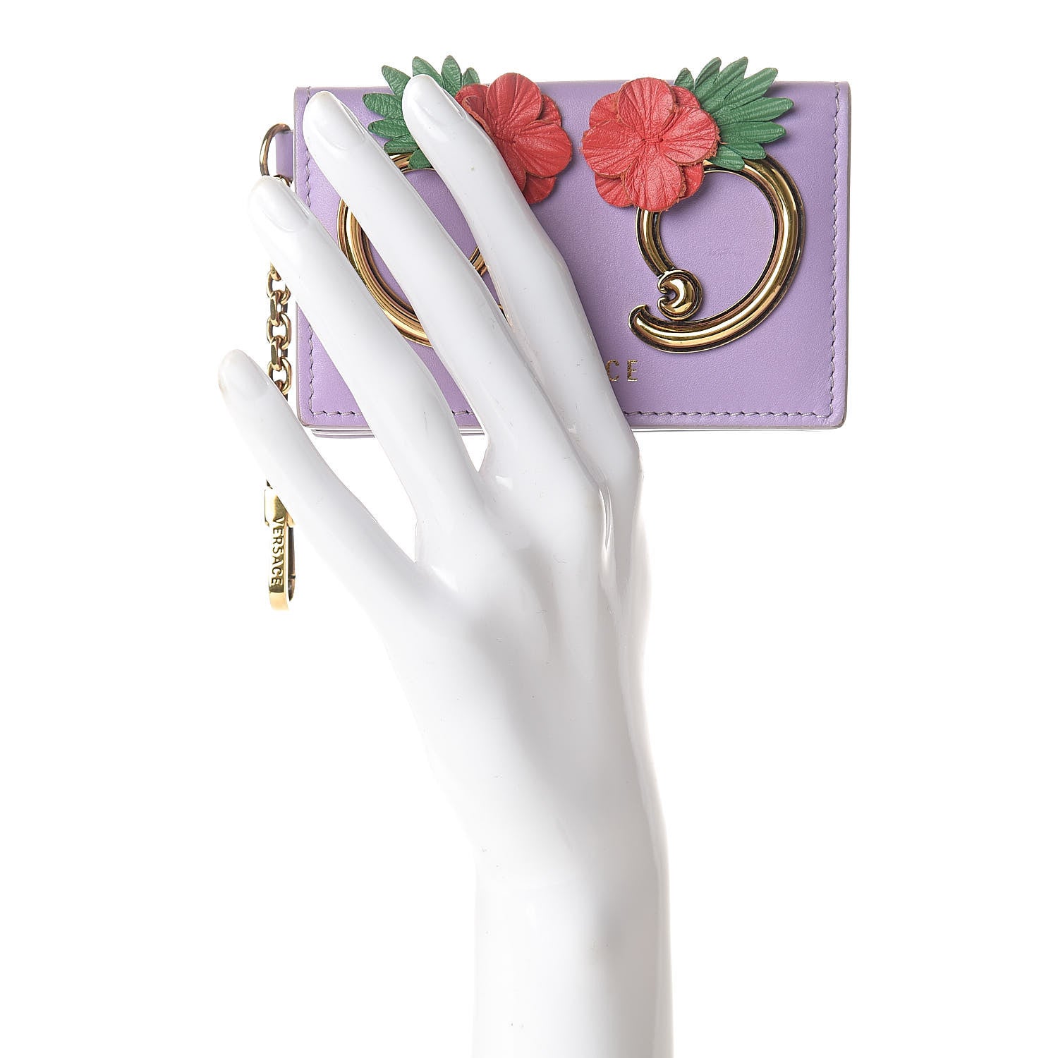 Versace Calfskin Flower Barocco Coin Pouch Violet 2 of 6