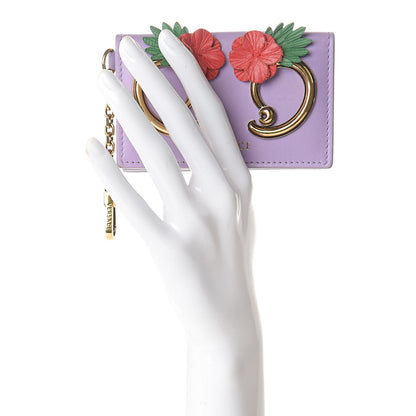 Versace Calfskin Flower Barocco Coin Pouch Violet 2 of 6
