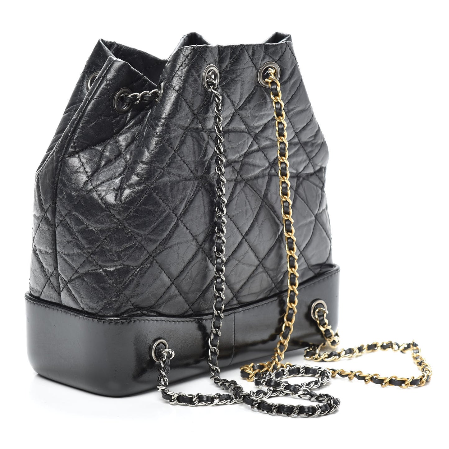 Aged Calfskin Quilted Small Gabrielle Backpack Black
