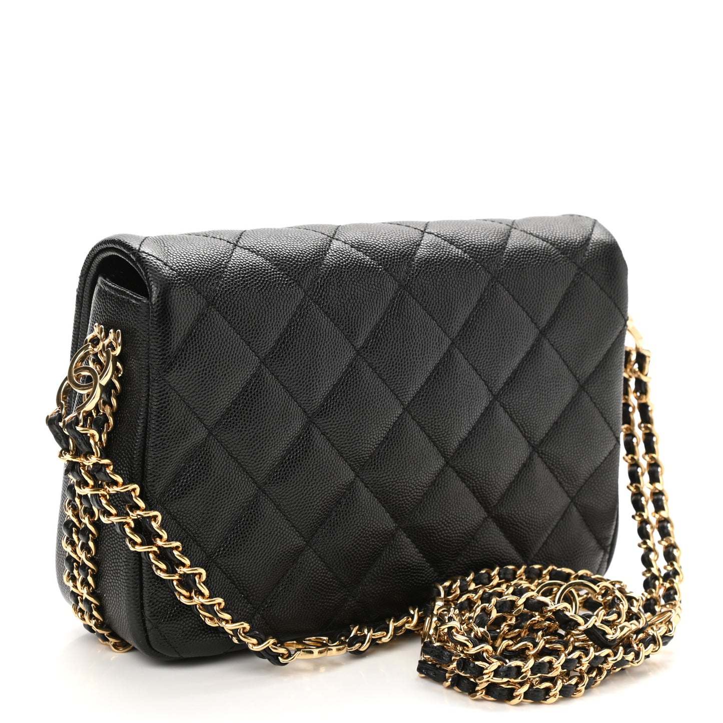 Caviar Quilted Mini CC You Flap Black