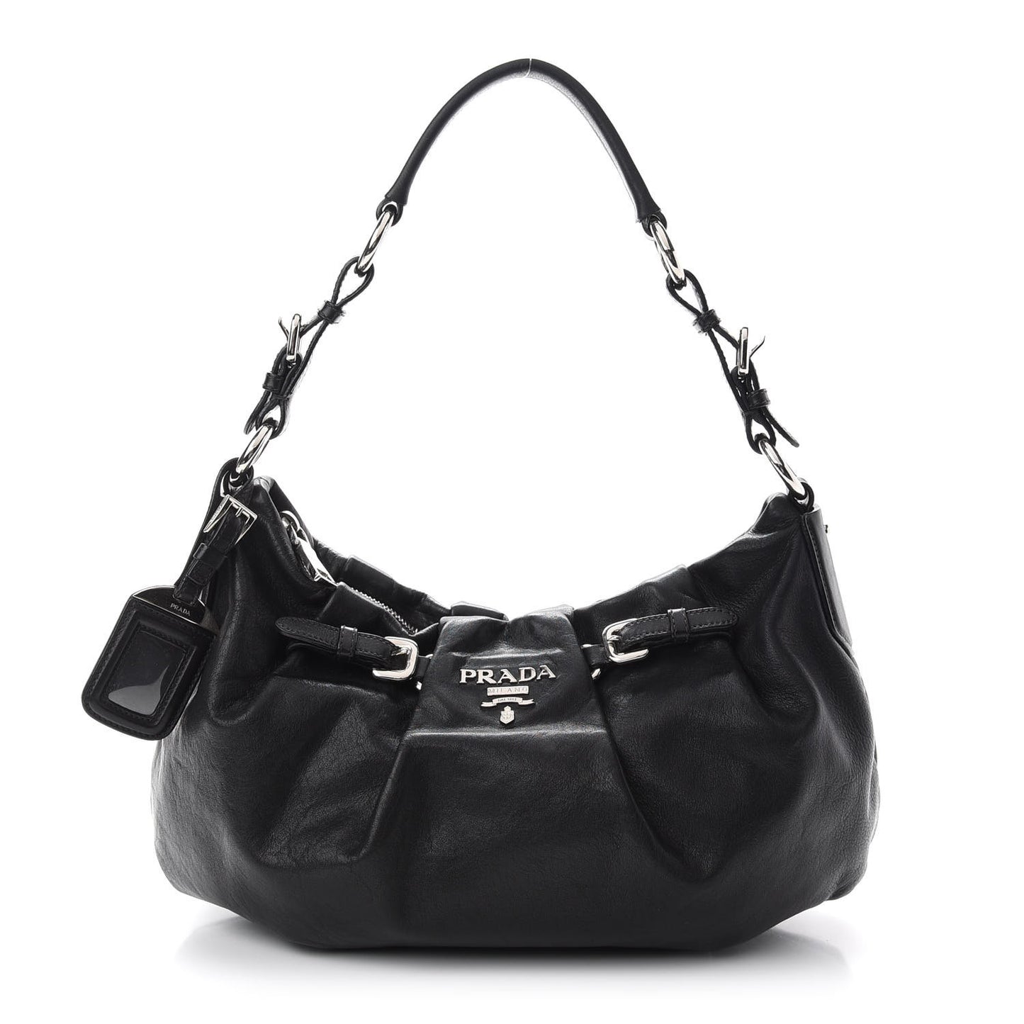 Soft Calfskin Pleated Hobo Black