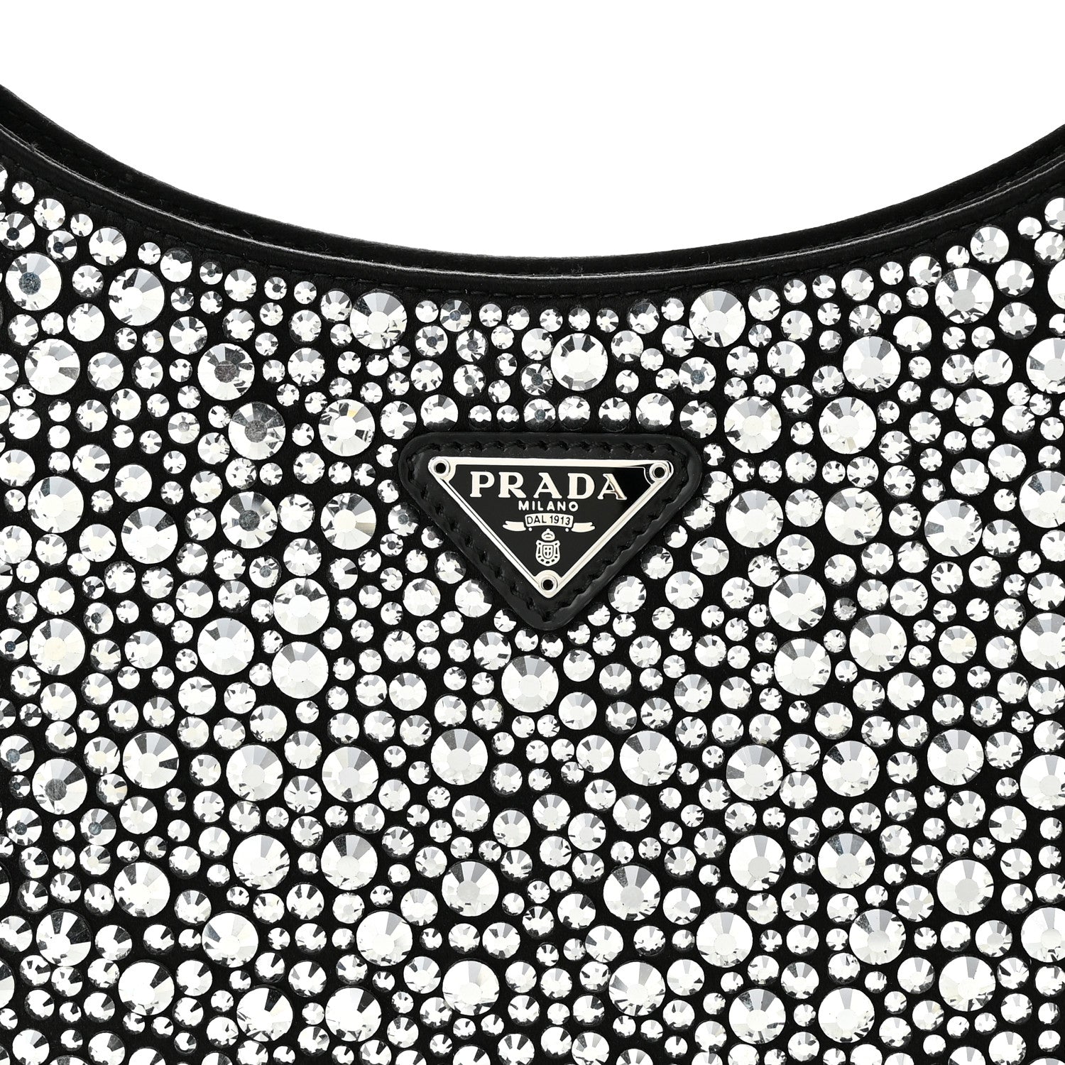 Prada Satin Crystal Cleo Adjustable Strap Shoulder Bag Metal 8 of 10