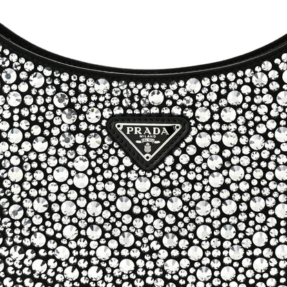 Prada Satin Crystal Cleo Adjustable Strap Shoulder Bag Metal 8 of 10