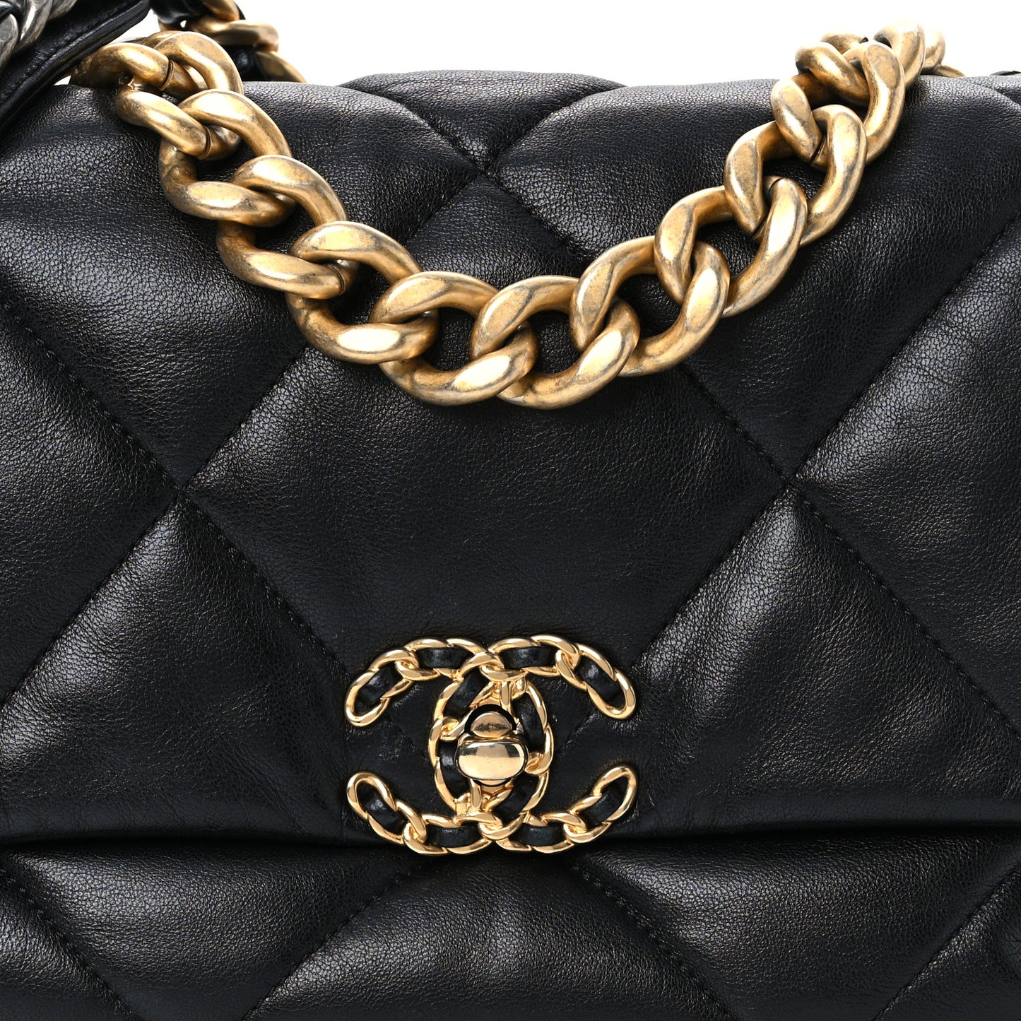 Goatskin Quilted Large Chanel 19 Flap Black
