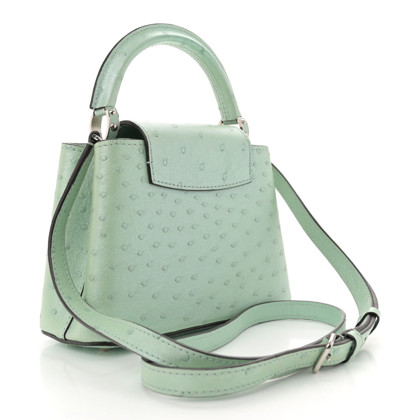 Iridescent Ostrich Capucines Mini Vert d’Eau