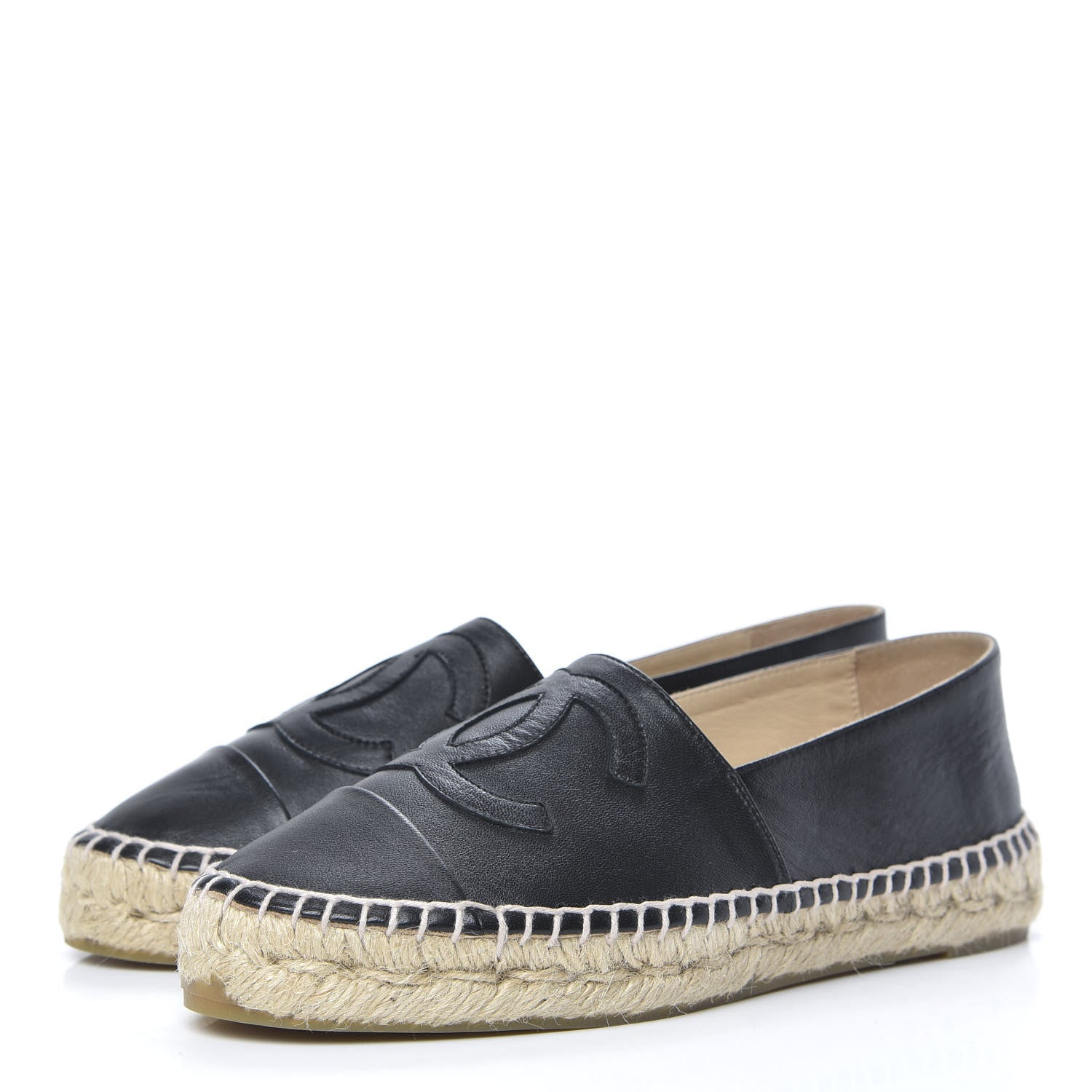 Chanel Lambskin CC Espadrilles 36 Black 3 of 9