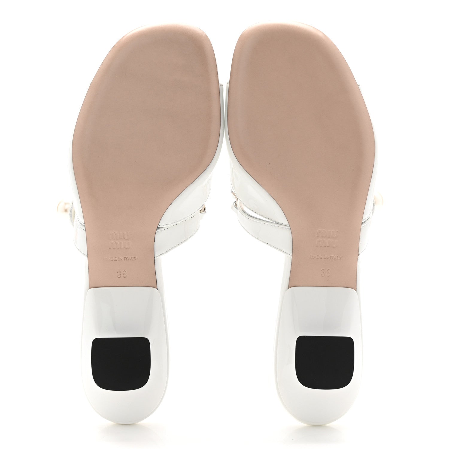 Miu Miu Vernice Chain Pearl Mules 38 White 6 of 9