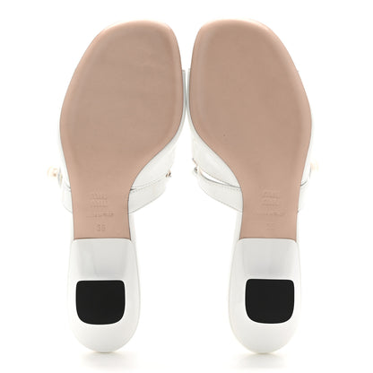 Miu Miu Vernice Chain Pearl Mules 38 White 6 of 9
