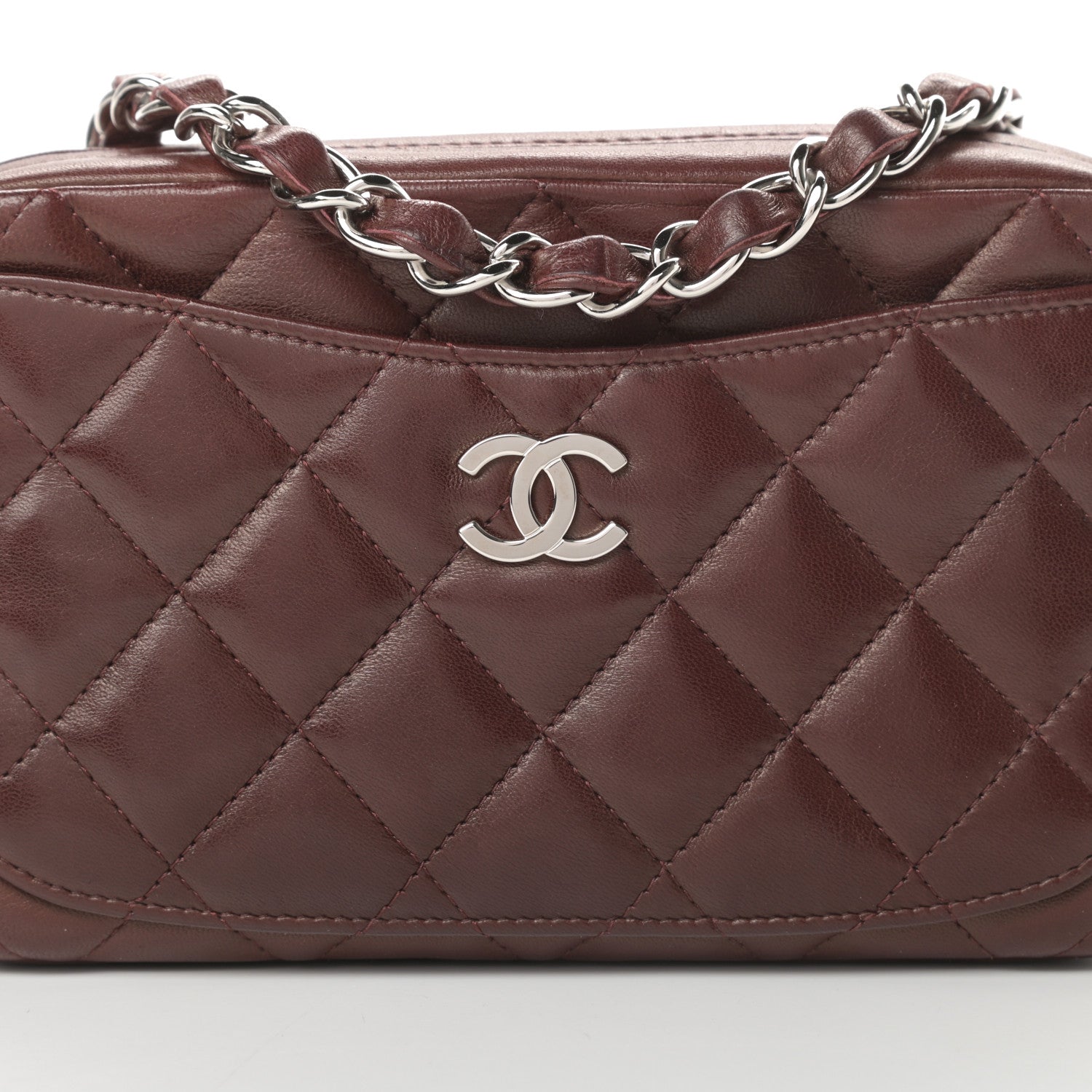 Chanel Lambskin Quilted Timeless Camera Case Burgundy 8 of 11