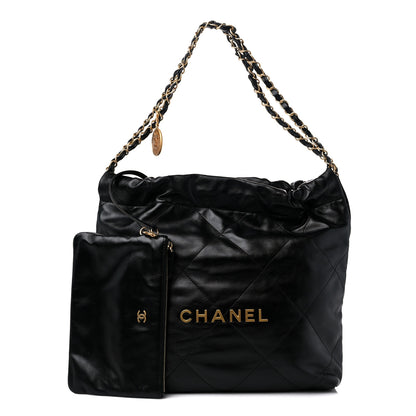 Chanel Shiny Calfskin Quilted Small Chanel 22 Black 1 of 10