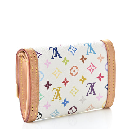Louis Vuitton Monogram Multicolor Porte-Monnaie Plat Coin Purse White 3 of 6