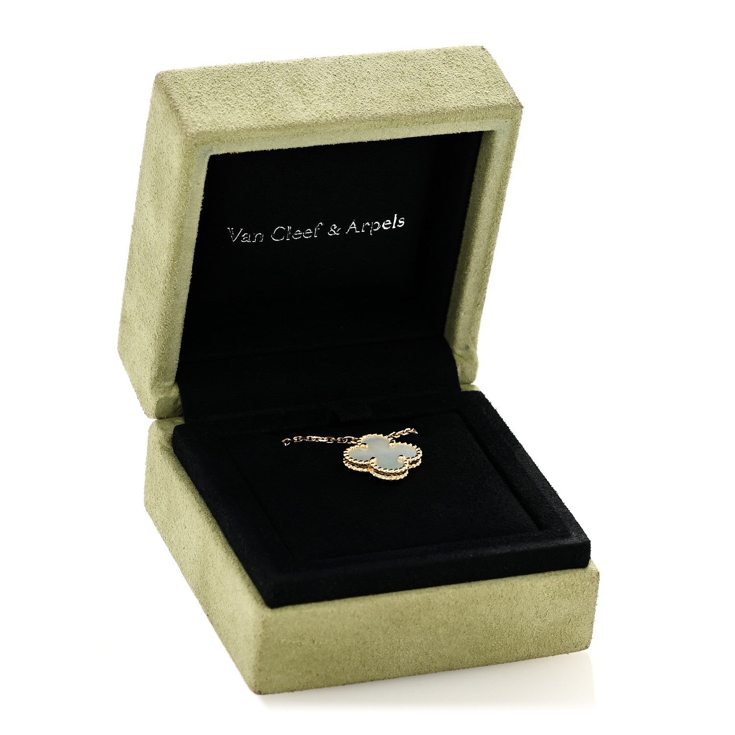 Van Cleef & Arpels 18K Yellow Gold Mother of Pearl Vintage Alhambra Pendant Necklace 8 of 8