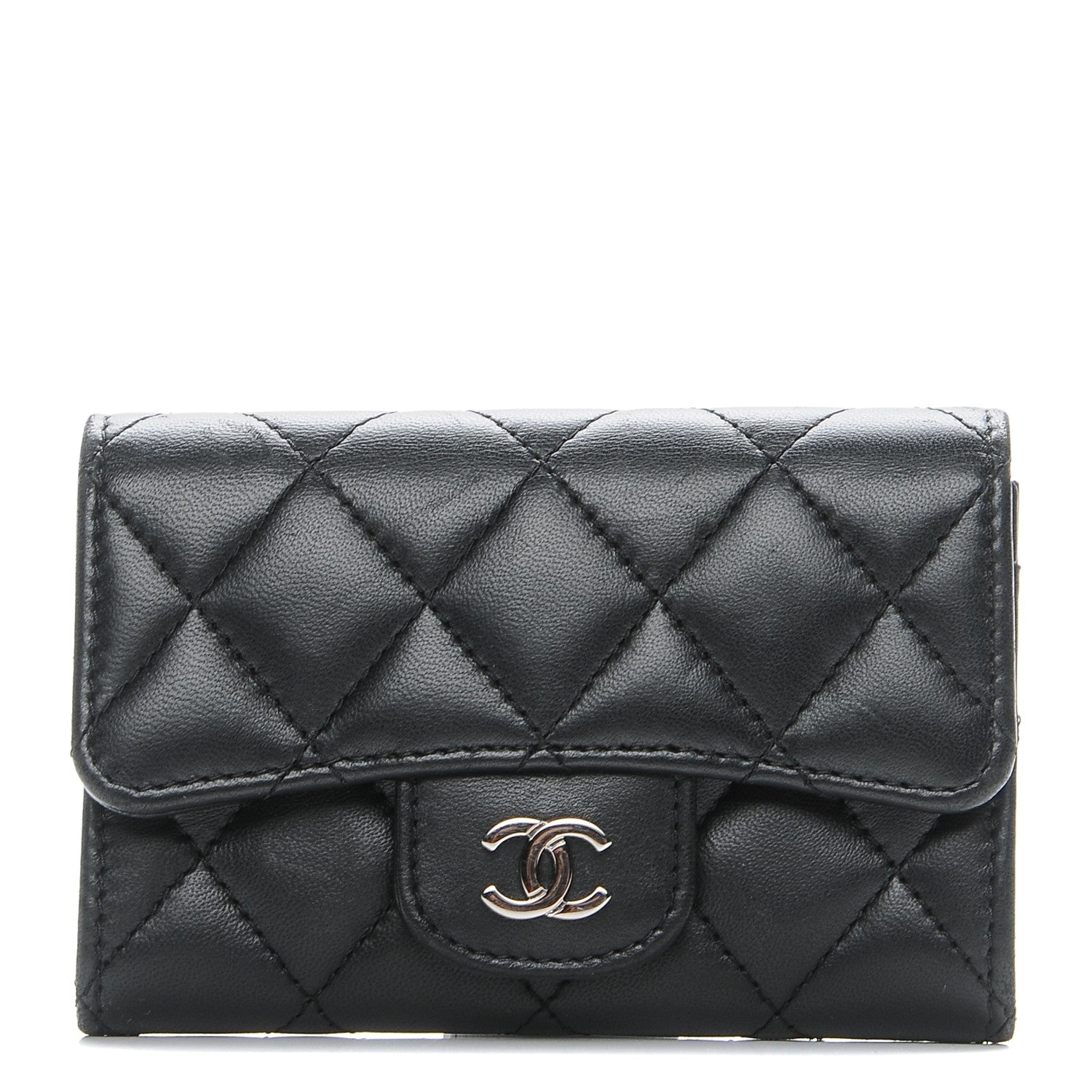 Chanel Lambskin Quilted Flap Card Holder Black 1 of 9