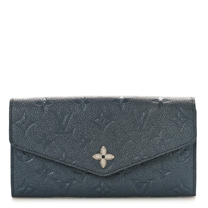 Louis Vuitton Metallic Empreinte Monogram Crystal Flower Sarah Wallet Navy Blue 1 of 8