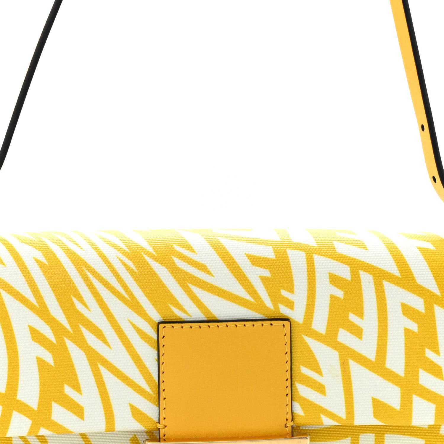 Fendi X SARAH COLEMAN Glazed Canvas Vitello King FF Vertigo Mini Baguette 1997 Mimosa White 8 of 11