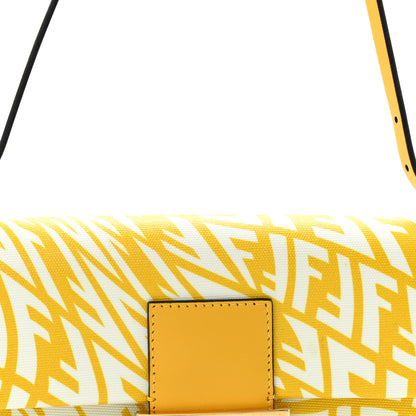 Fendi X SARAH COLEMAN Glazed Canvas Vitello King FF Vertigo Mini Baguette 1997 Mimosa White 8 of 11