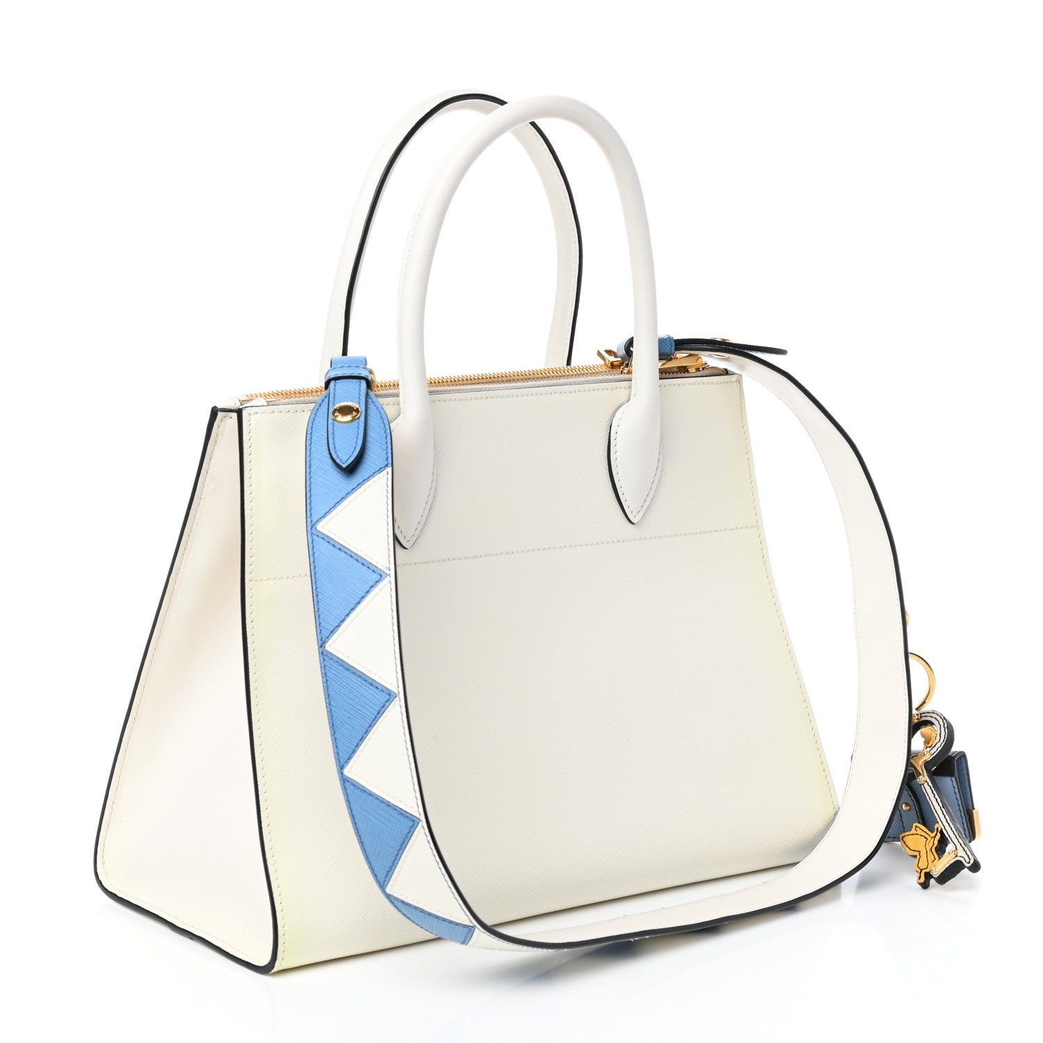 Prada Saffiano City Calfskin Greche Paradigme Bag White 3 of 8
