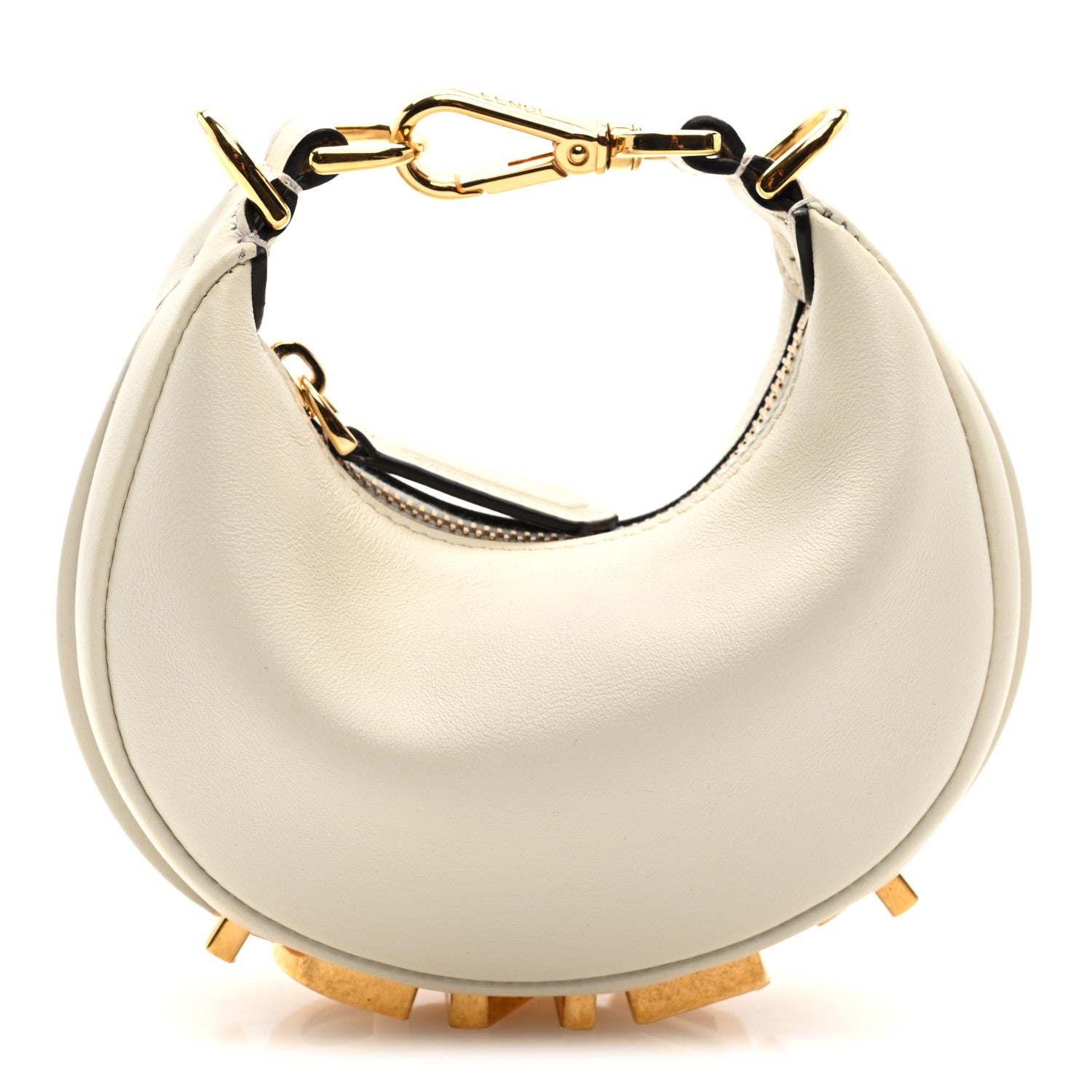 Fendi Vitello Grace Matte Nano Fendigraphy Hobo Charm White Ice 1 of 6