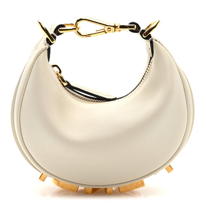 Fendi Vitello Grace Matte Nano Fendigraphy Hobo Charm White Ice 1 of 6