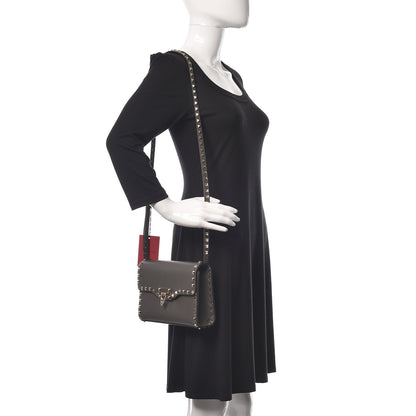 Valentino Garavani Pebbled Calfskin Medium Rockstud Flip Lock Crossbody Bag Graphite 2 of 9