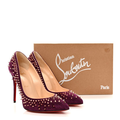 Christian Louboutin Veau Velours Studded Escarpic 100 Pumps 37.5 Purple 8 of 8