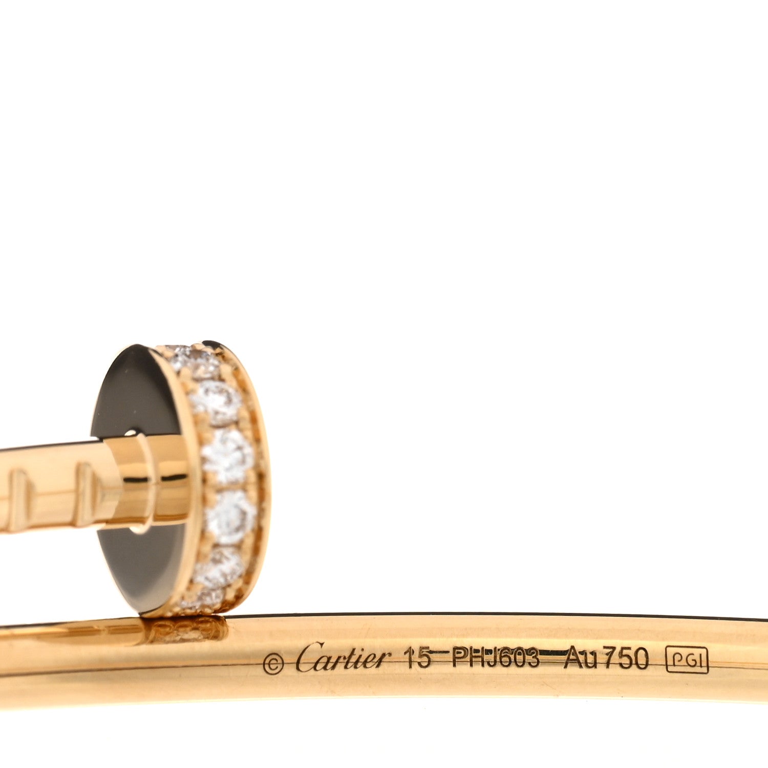 Cartier 18K Yellow Gold Diamond Small Juste Un Clou Bracelet 15 3 of 5