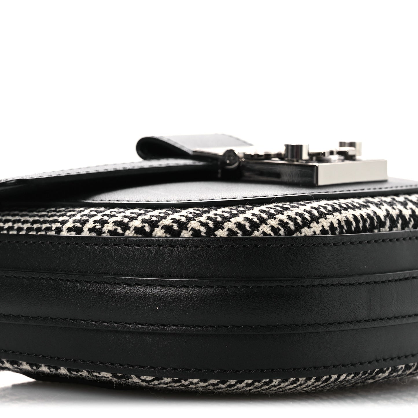 Calfskin Houndstooth Mini Patricia Belt Bag Black White